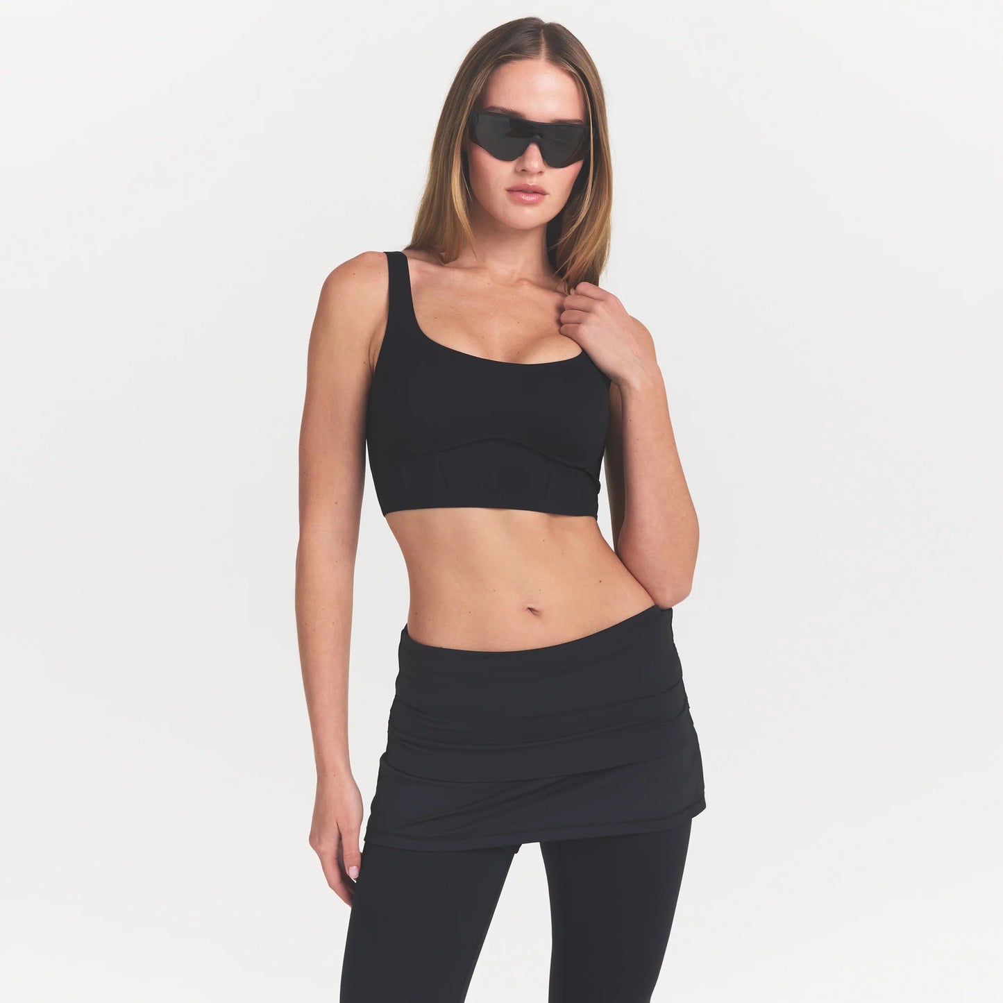 NikeSKIMS MATTE LONGLINE CORSET BRA | OBSIDIAN