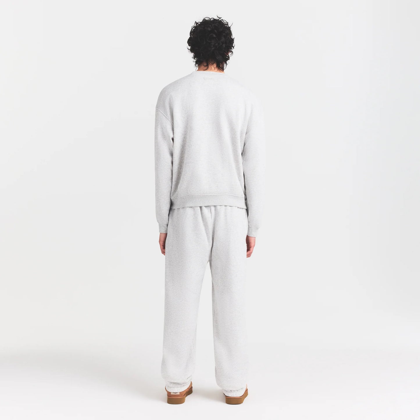 FLEECE LOUNGE MENS RELAXED HIGH CREWNECK | LIGHT HEATHER GREY