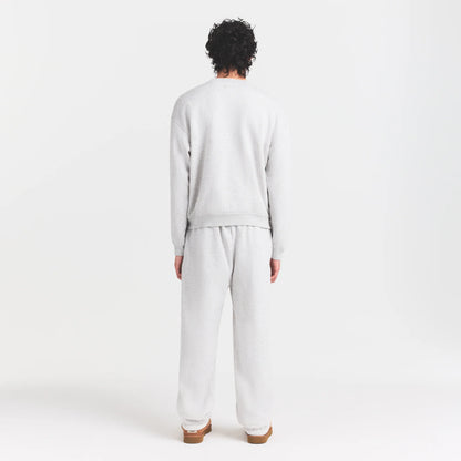 FLEECE LOUNGE MENS RELAXED HIGH CREWNECK | LIGHT HEATHER GREY
