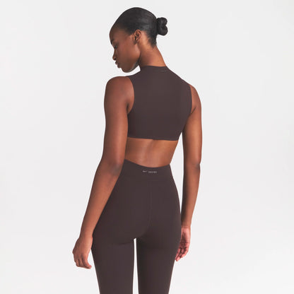 NikeSKIMS STUDIO STRETCH MOCK NECK BRA TOP | DARK ROAST