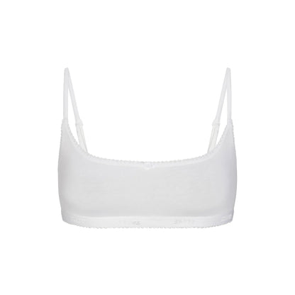 LIGHTWEIGHT COTTON LOGO PICOT SCOOP BRALETTE | SNOW