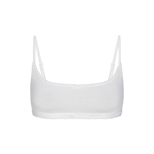 LIGHTWEIGHT COTTON LOGO PICOT SCOOP BRALETTE | SNOW
