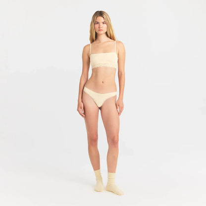 LIGHTWEIGHT COTTON LACE THONG | BUTTER TONAL