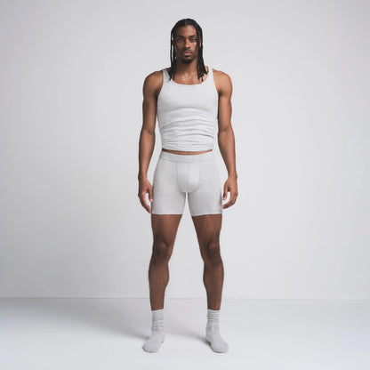 SKIMS COTTON MENS 5" BOXER BRIEF | LIGHT HEATHER GREY