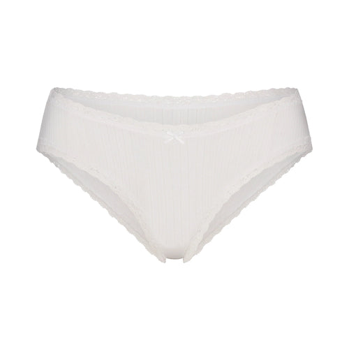 LIGHTWEIGHT COTTON LACE BRIEF | SNOW