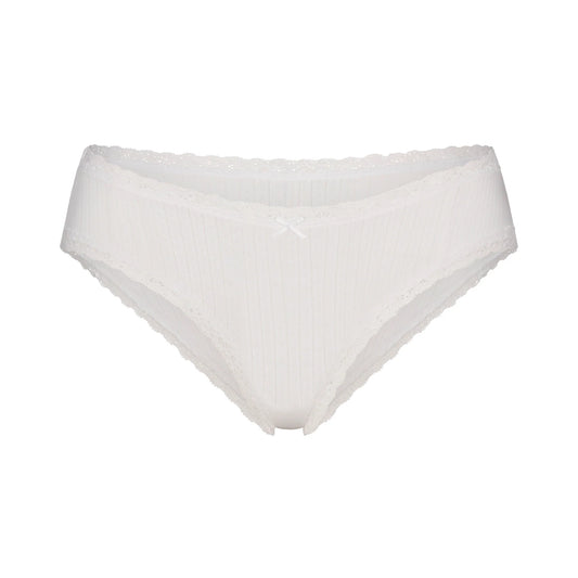 LIGHTWEIGHT COTTON LACE BRIEF | SNOW