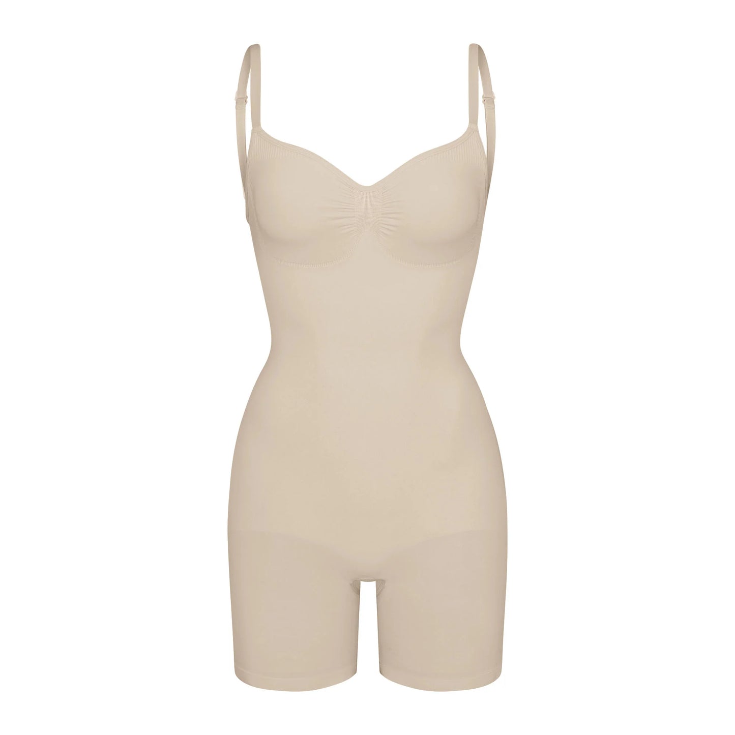 SEAMLESS SCULPT LOW BACK MID THIGH BODYSUIT | SAND