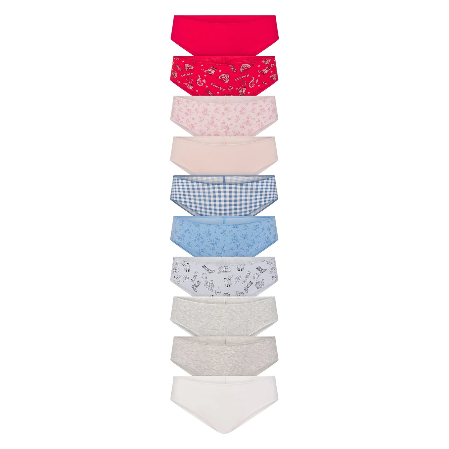 LIGHTWEIGHT COTTON RUCHED BACK HIPSTER 10-PACK | DAINTY FLORAL MULTI