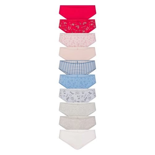 LIGHTWEIGHT COTTON RUCHED BACK HIPSTER 10-PACK | DAINTY FLORAL MULTI