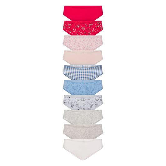 LIGHTWEIGHT COTTON RUCHED BACK HIPSTER 10-PACK | DAINTY FLORAL MULTI