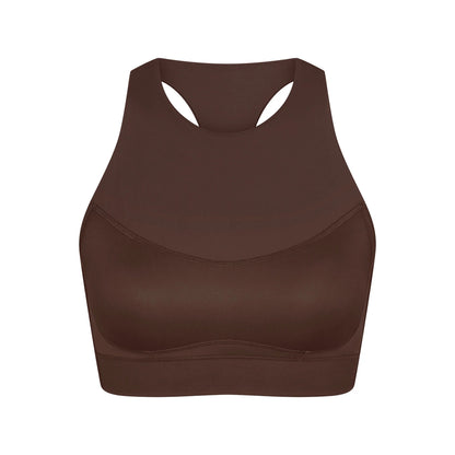 NikeSKIMS MATTE HIGH NECK BRA | DARK SEPIA