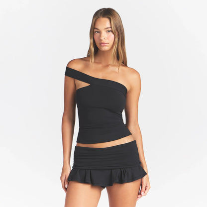 COTTON JERSEY ASYMMETRICAL TOP | SOOT