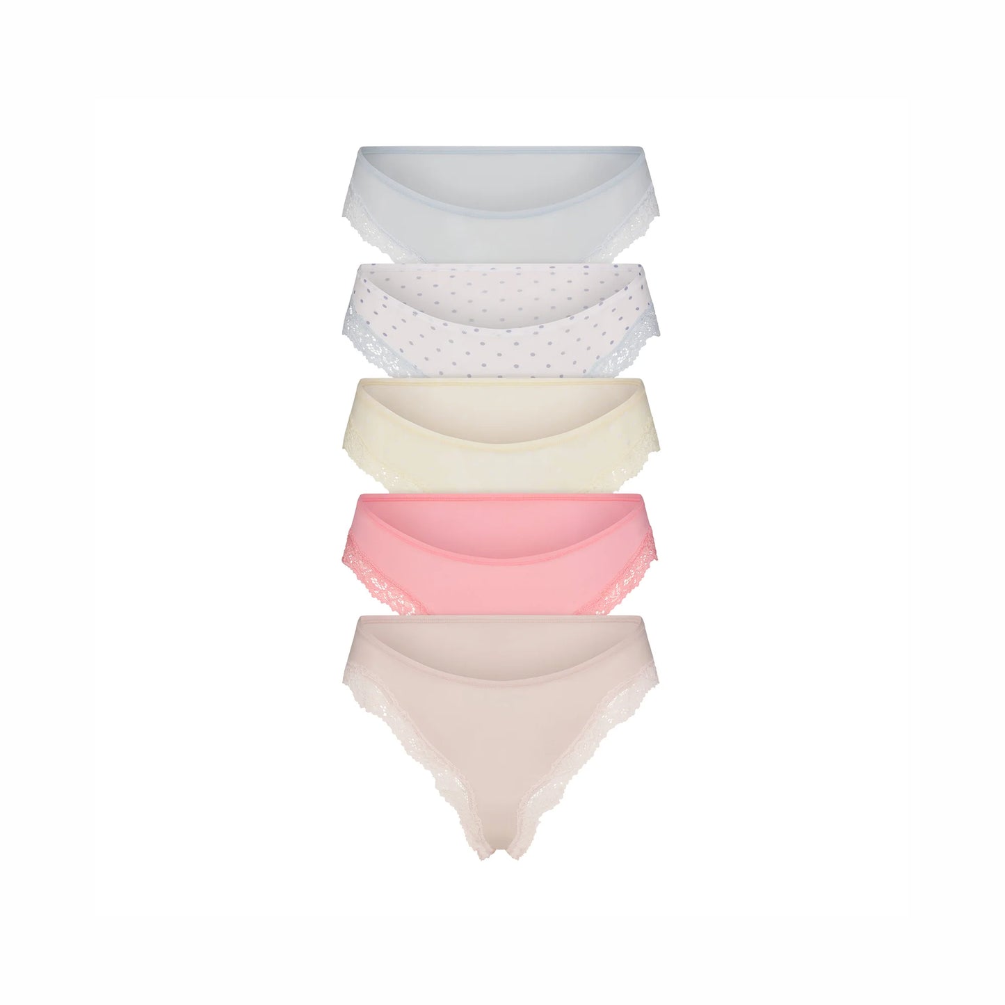 FITS EVERYBODY LACE CHEEKY TANGA 5-PACK | PIN DOT MULTI