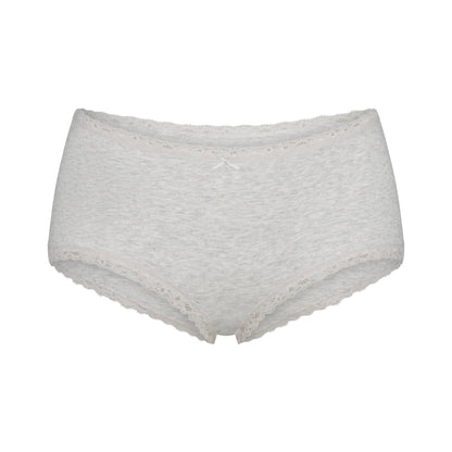 LIGHTWEIGHT COTTON POINTELLE LACE BOY SHORT | LIGHT HEATHER GREY