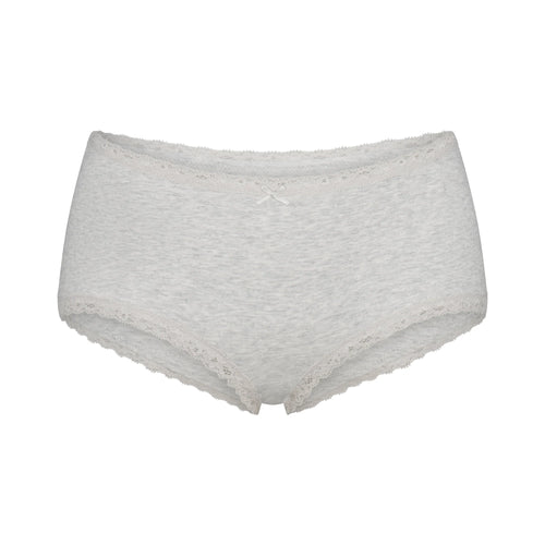 LIGHTWEIGHT COTTON POINTELLE LACE BOY SHORT | LIGHT HEATHER GREY