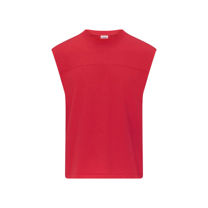 HEAVYWEIGHT COTTON MENS CROPPED MUSCLE TANK | WASHED RED