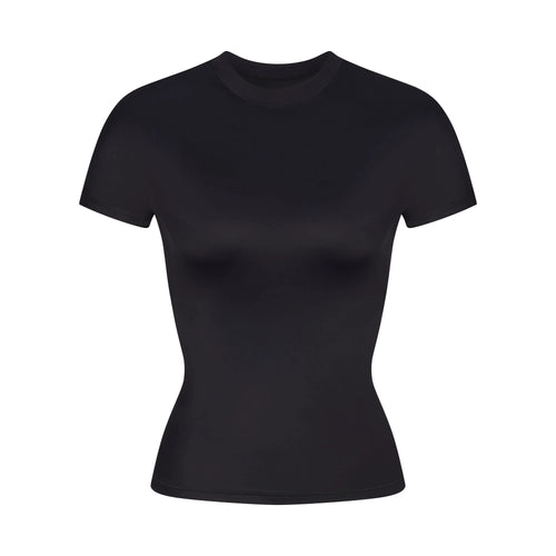 NikeSKIMS SHINE SHORT SLEEVE MOCK NECK TOP | OBSIDIAN