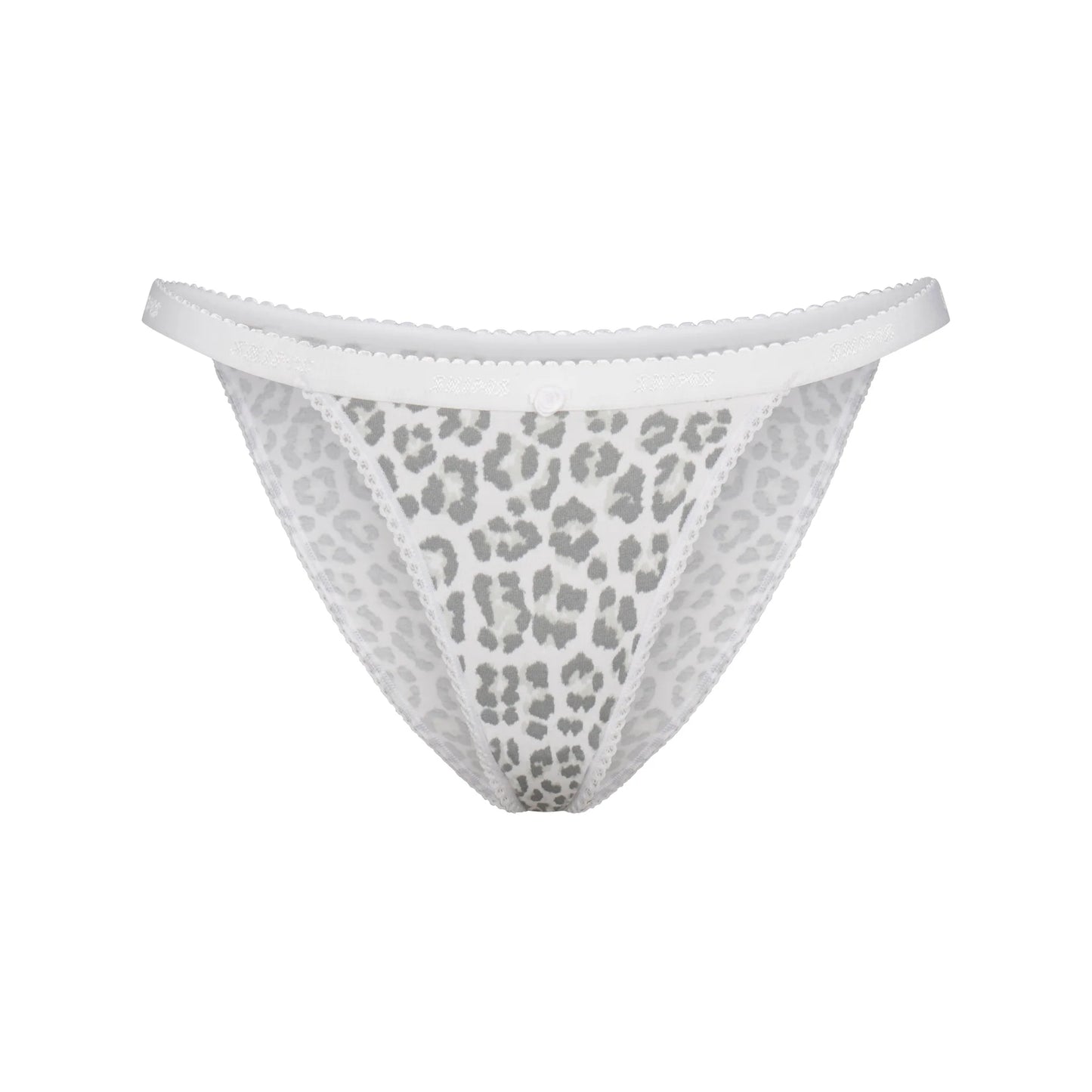LIGHTWEIGHT COTTON LOGO PICOT STRING BIKINI | SNOW LEOPARD PRINT