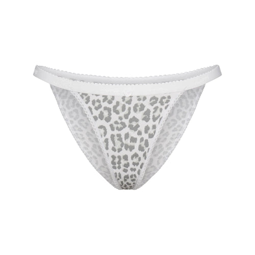 LIGHTWEIGHT COTTON LOGO PICOT STRING BIKINI | SNOW LEOPARD PRINT