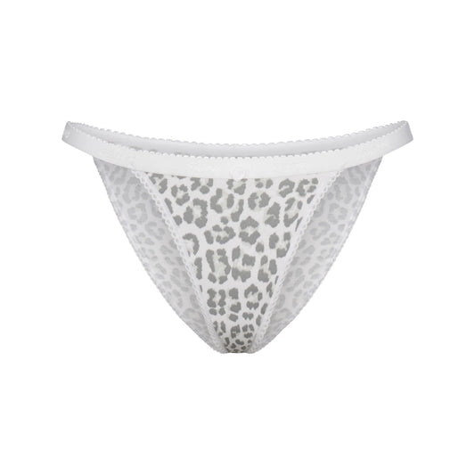 LIGHTWEIGHT COTTON LOGO PICOT STRING BIKINI | SNOW LEOPARD PRINT