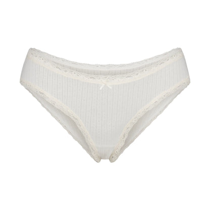 LIGHTWEIGHT COTTON POINTELLE LACE BRIEF | MARBLE TONAL