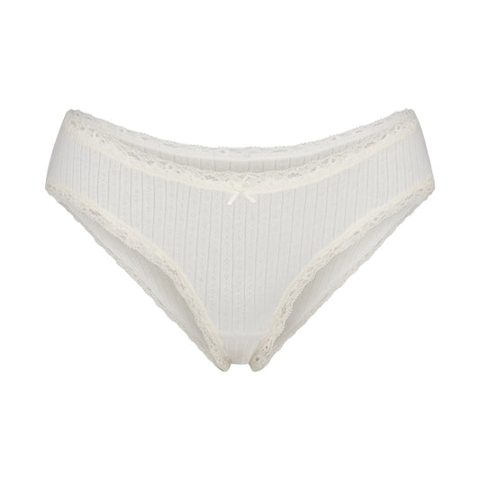 LIGHTWEIGHT COTTON POINTELLE LACE BRIEF | MARBLE TONAL
