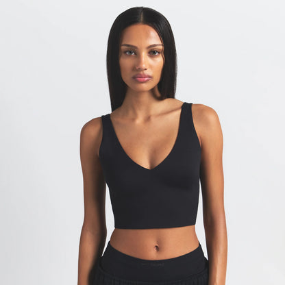 NikeSKIMS MATTE V-NECK BRA TOP | OBSIDIAN