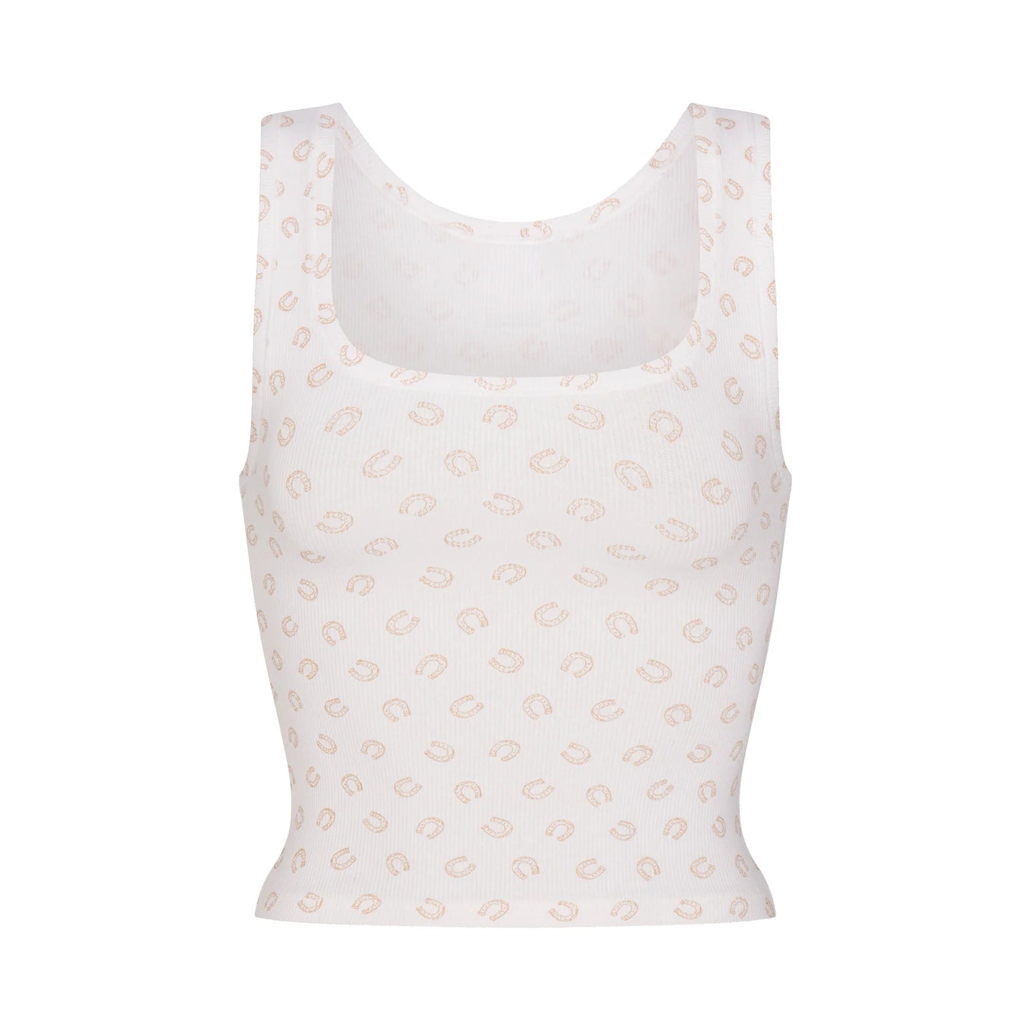 COTTON RIB TANK | OCHRE HORSESHOE PRINT