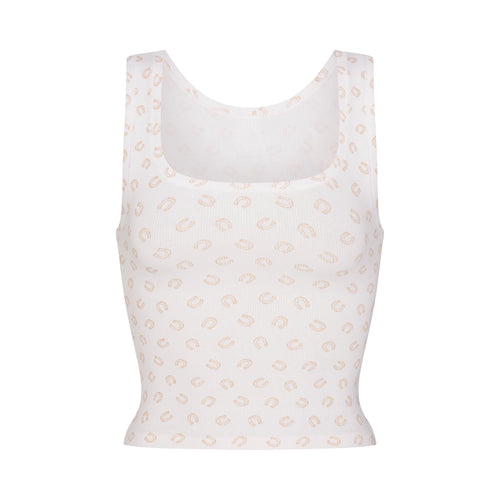 COTTON RIB TANK | OCHRE HORSESHOE PRINT