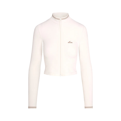 NikeSKIMS RIBBED SEAMLESS ZIP UP CROP JACKET | IVORY