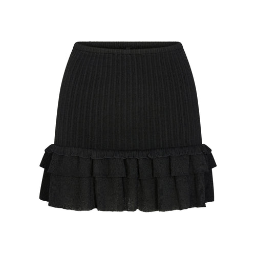 SHEER KNIT RUFFLE MINI SKIRT | ONYX