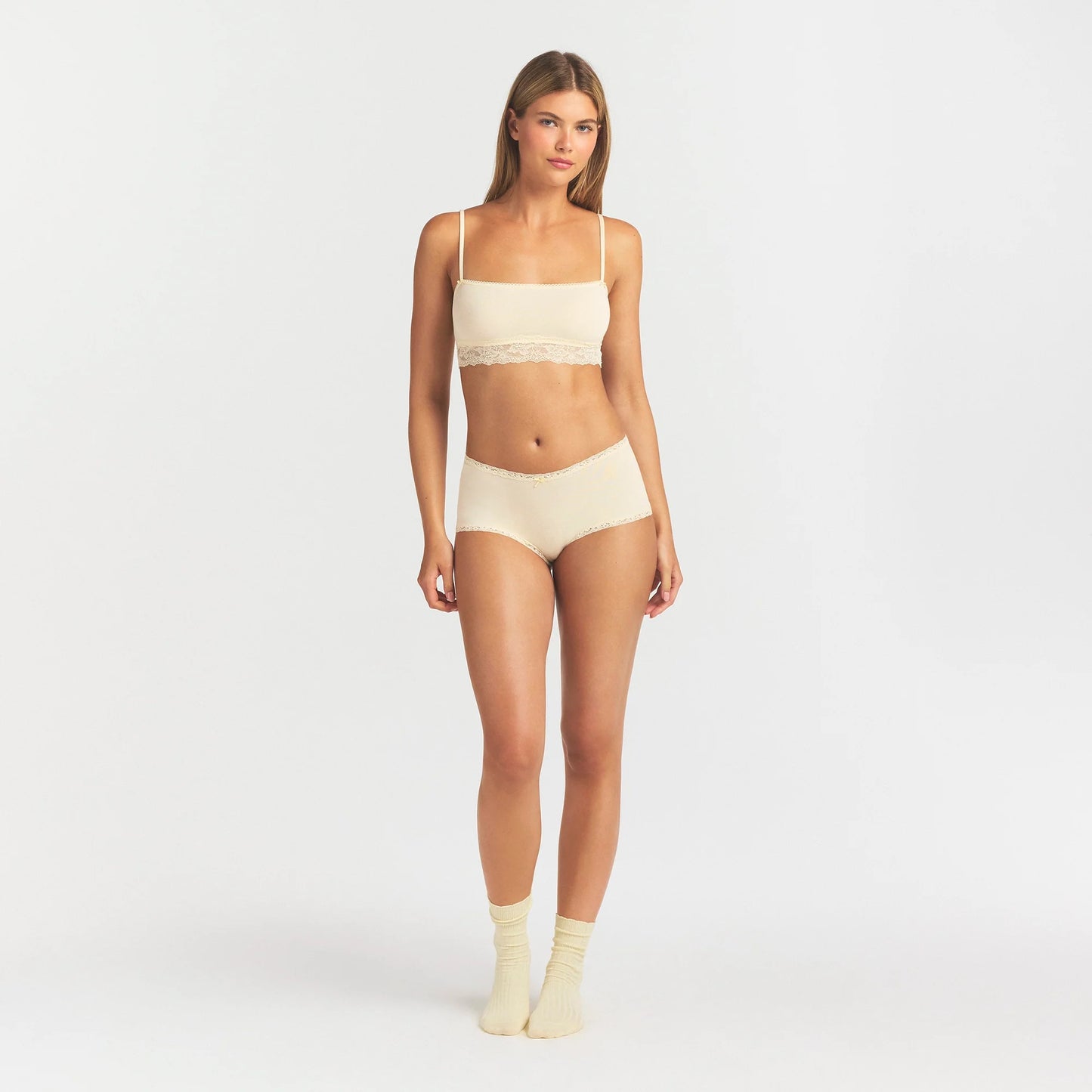 LIGHTWEIGHT COTTON LACE BOY SHORT | BUTTER TONAL