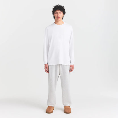 HEAVYWEIGHT COTTON MENS RELAXED LONG SLEEVE T-SHIRT | CHALK