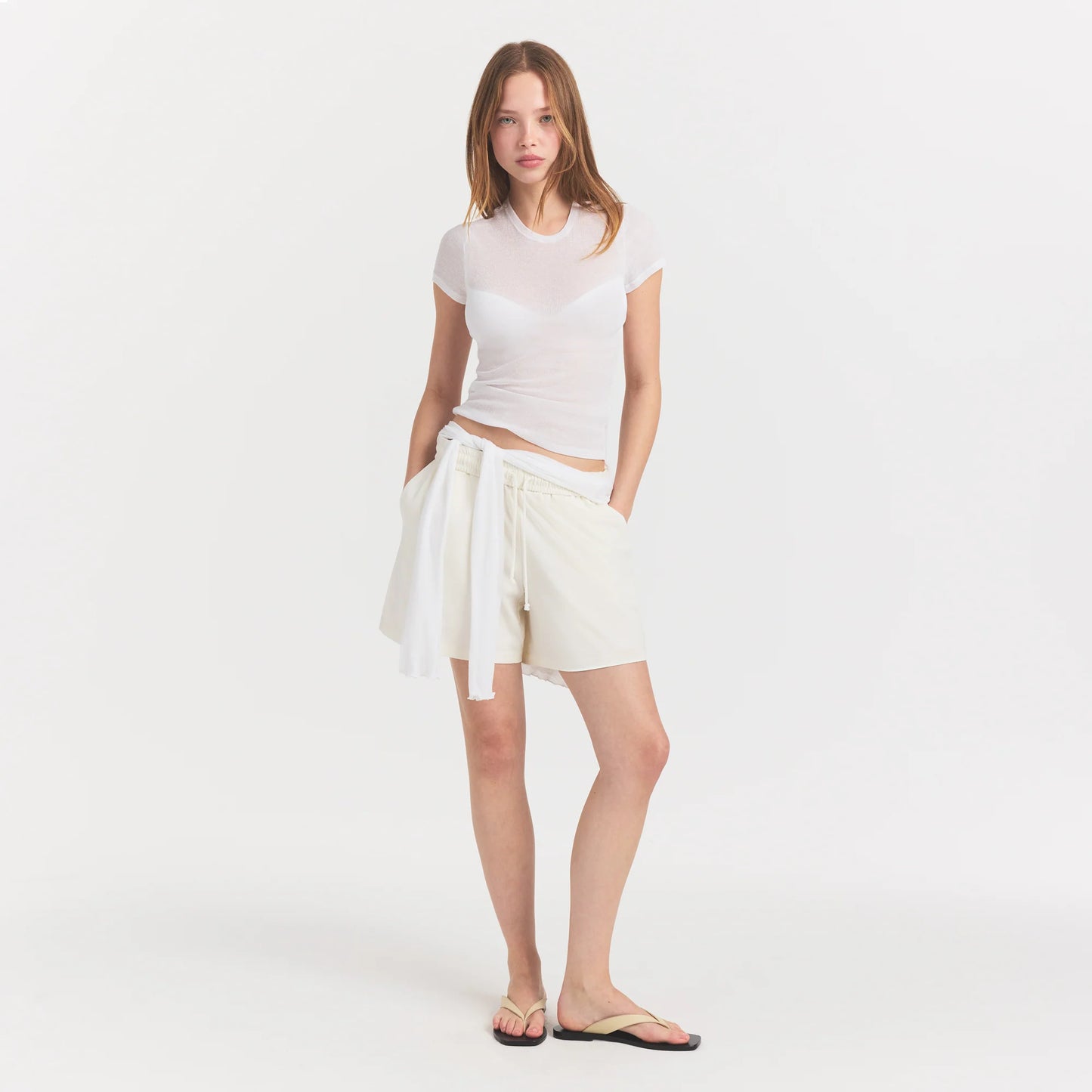 SHEER RIB T-SHIRT | SNOW