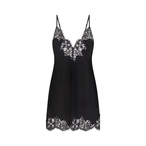SILK LACE MINI SLIP DRESS | ONYX