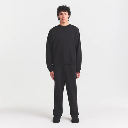 FLEECE LOUNGE MENS RELAXED HIGH CREWNECK | WASHED ONYX