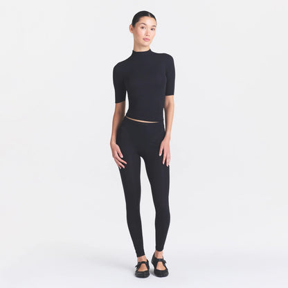 NikeSKIMS WEIGHTLESS LAYERS MOCK NECK SHORT SLEEVE T-SHIRT | OBSIDIAN