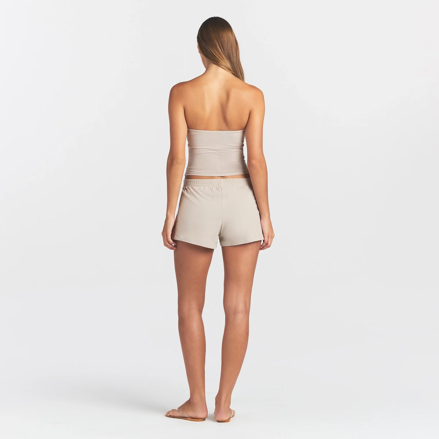 COTTON JERSEY LOOSE SHORT | STONE