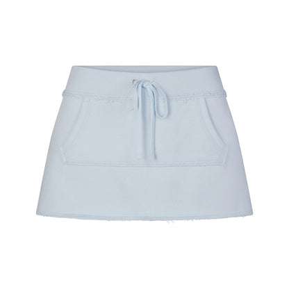 DRAPEY FRENCH TERRY MINI SKIRT | POWDER BLUE