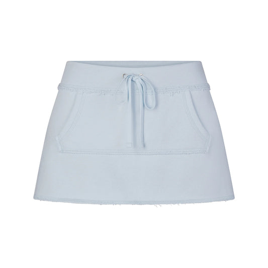 DRAPEY FRENCH TERRY MINI SKIRT | POWDER BLUE