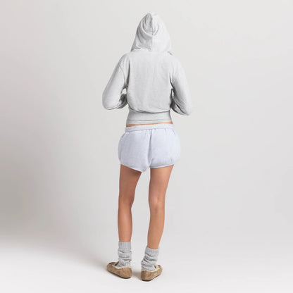 COTTON JERSEY ZIP UP HOODIE | LIGHT HEATHER GREY