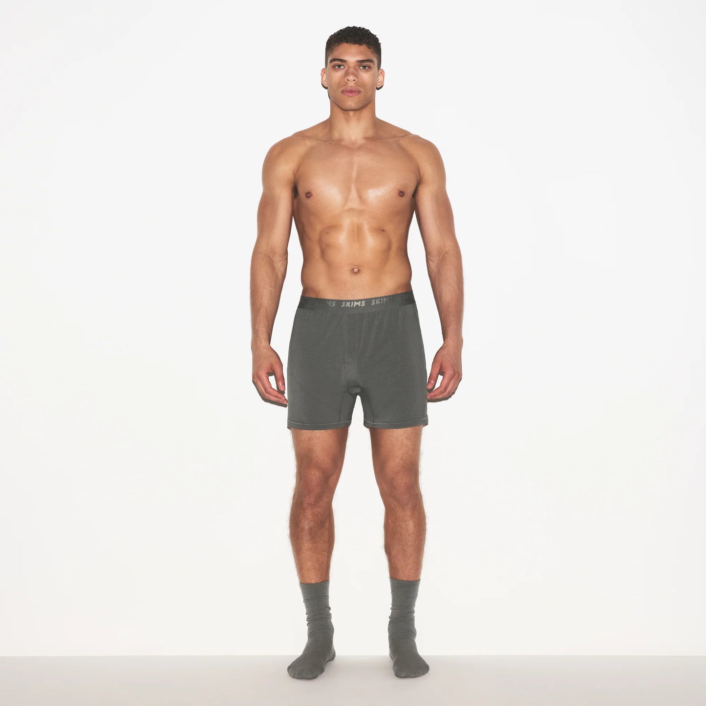 SKIMS STRETCH MENS KNIT BOXER 3-PACK | GUNMETAL MULTI