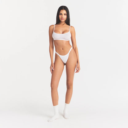 LIGHTWEIGHT COTTON LOGO PICOT THONG | SNOW