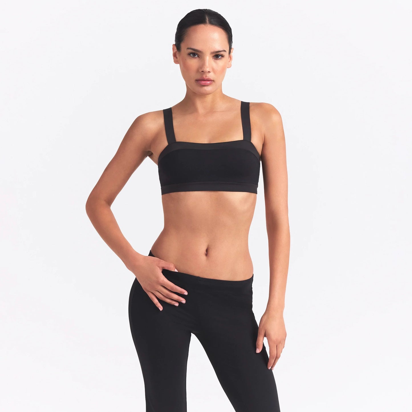 NikeSKIMS MATTE SHINE MIX STRAIGHT NECK BRA | OBSIDIAN AND IGNEOUS