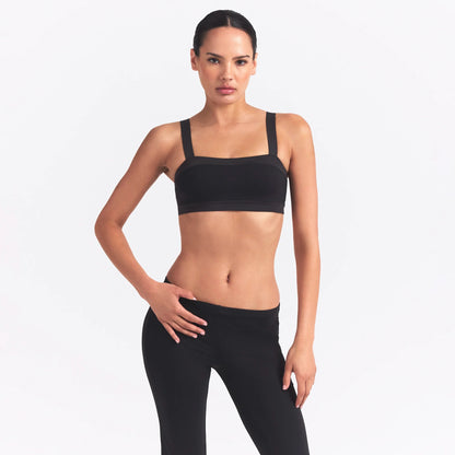 NikeSKIMS MATTE SHINE MIX STRAIGHT NECK BRA | OBSIDIAN AND IGNEOUS