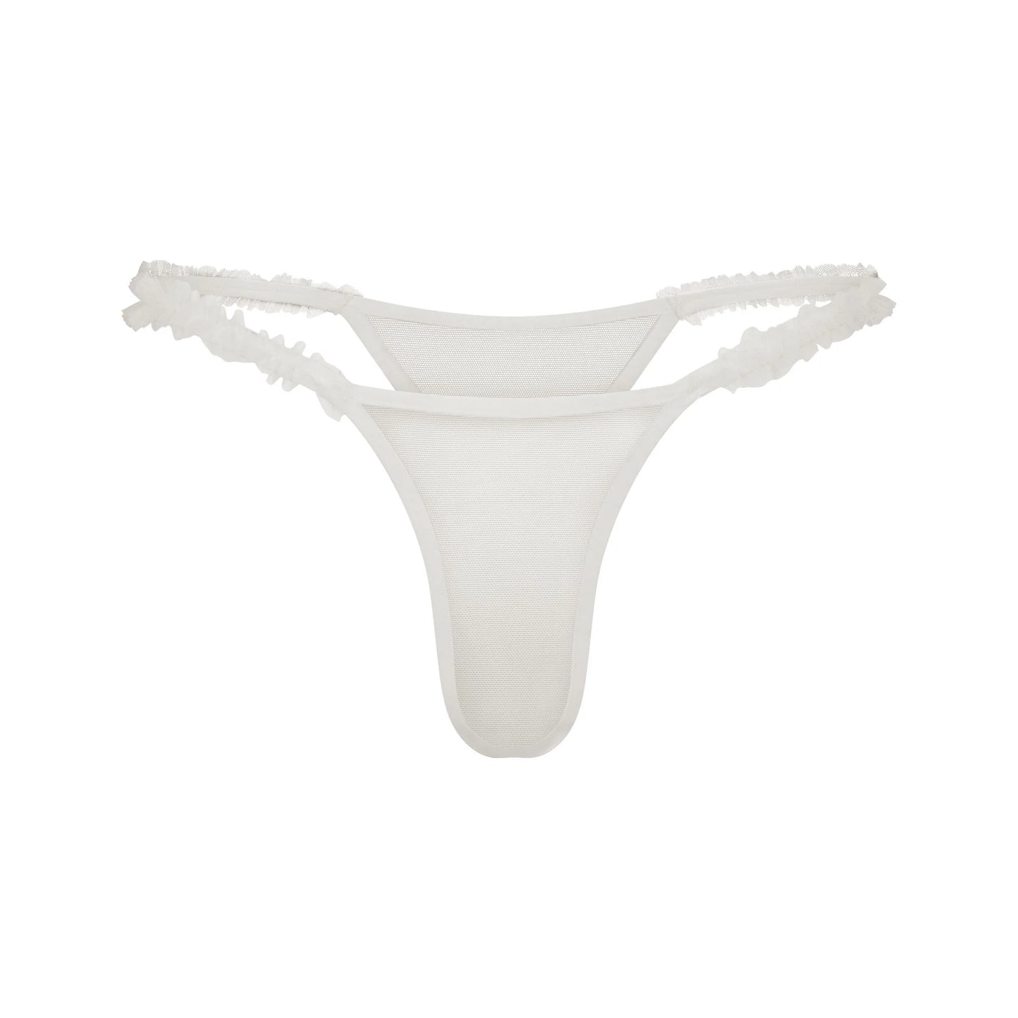 ULTRA FINE MESH RUFFLE STRING THONG | IVORY