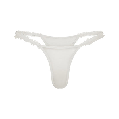 ULTRA FINE MESH RUFFLE STRING THONG | IVORY