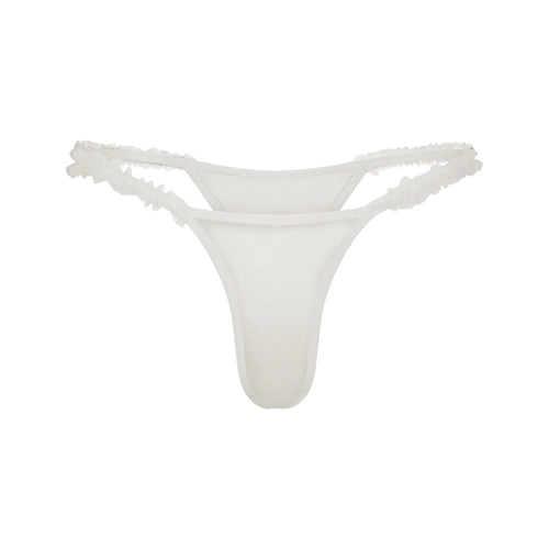 ULTRA FINE MESH RUFFLE STRING THONG | IVORY