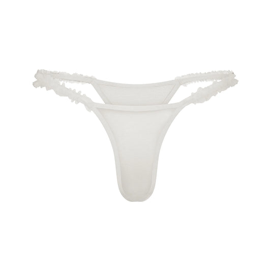 ULTRA FINE MESH RUFFLE STRING THONG | IVORY