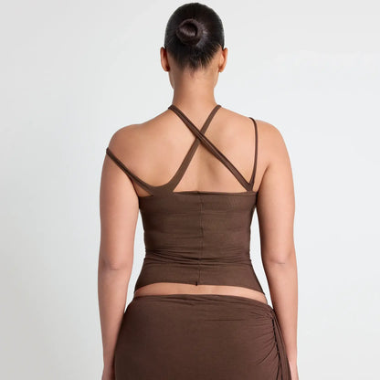 VETTESE X SKIMS SHEER MODAL TOP | COCOA